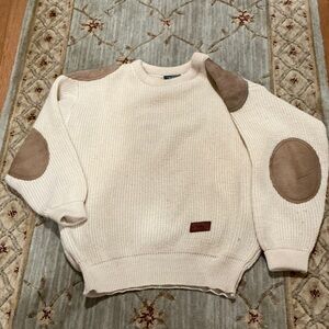 Rodd & Gunn Men's Cream Sweater with Tan Patches